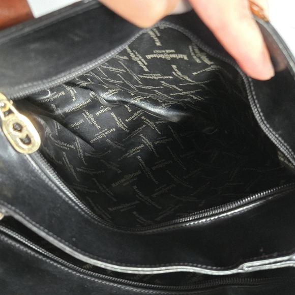 Marino Orlandi italien leather shoulder tote bag purse black and brown - Picture 13 of 16